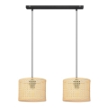 Lampadario a sospensione con filo ALBA 2xE27/15W/230V rattan/nero