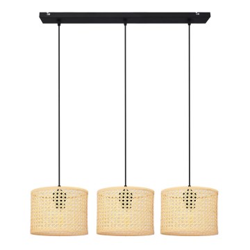 Lampadario a sospensione con filo ALBA 3xE27/15W/230V rattan/nero