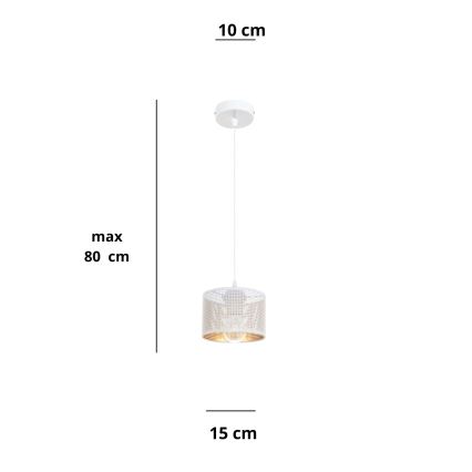 Lampadario a sospensione con filo ALDO 1xE27/60W/230V diametro 15 cm bianco