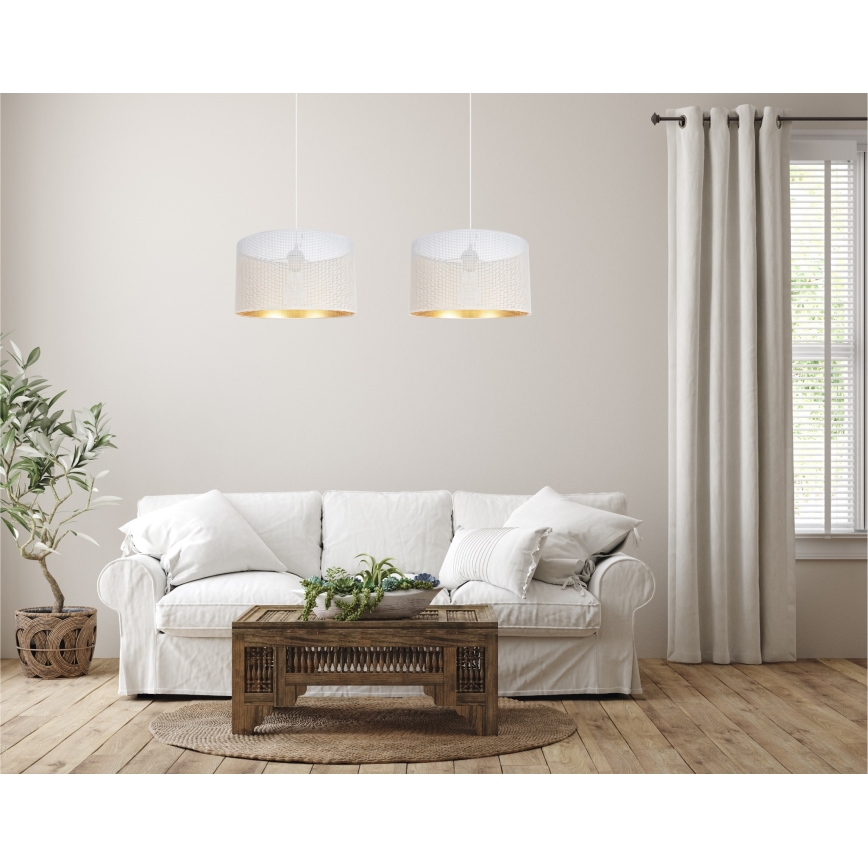 Lampadario a sospensione con filo ALDO 2xE27/60W/230V bianco