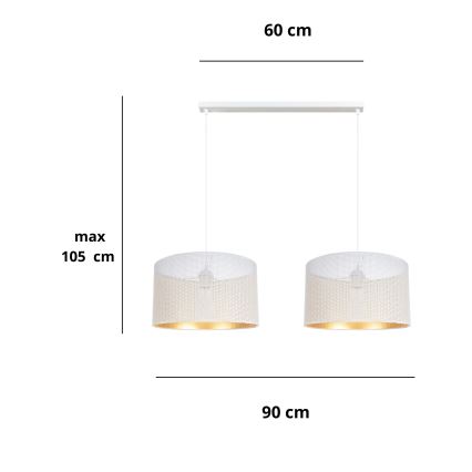 Lampadario a sospensione con filo ALDO 2xE27/60W/230V bianco