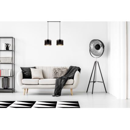 Lampadario a sospensione con filo ALDO 2xE27/60W/230V nero