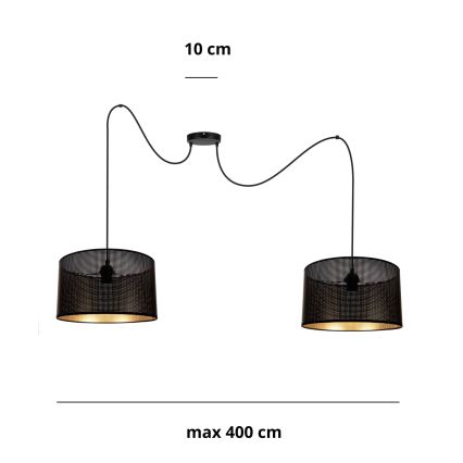 Lampadario a sospensione con filo ALDO 2xE27/60W/230V ragno nero