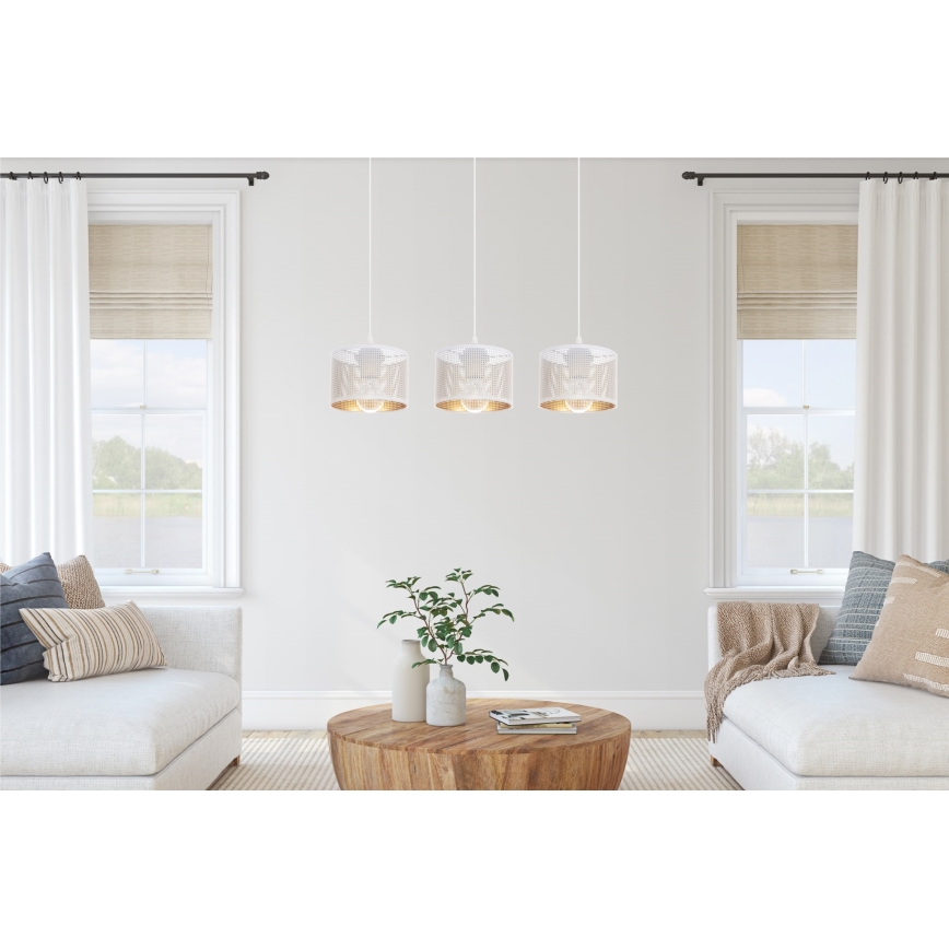 Lampadario a sospensione con filo ALDO 3xE27/60W/230V bianco