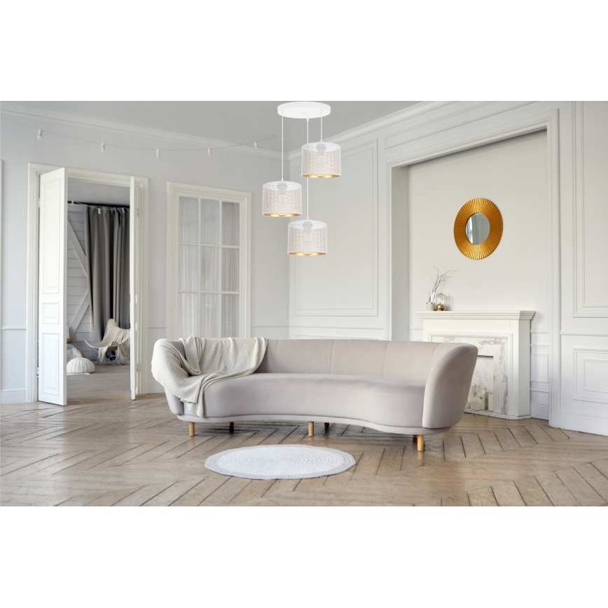 Lampadario a sospensione con filo ALDO 3xE27/60W/230V diametro 45 cm bianco