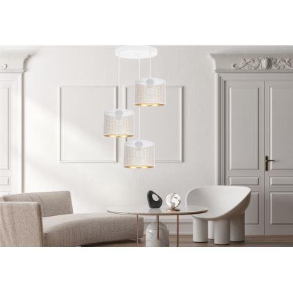 Lampadario a sospensione con filo ALDO 3xE27/60W/230V diametro 45 cm bianco