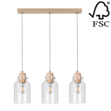 Lampadario a sospensione con filo ALESSANDRO 3xE27/60W/230V - certificato FSC