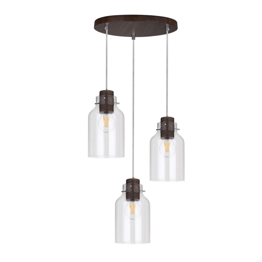 Lampadario a sospensione con filo ALESSANDRO 3xE27/60W/230V faggio