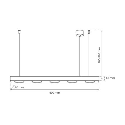 Lampadario a sospensione con filo ALEXANDER 5xGX53/12W/230V nero