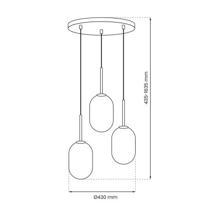 Lampadario a sospensione con filo ALIAS 3xE14/40W/230V nero/grigio