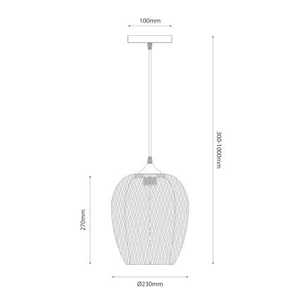 Lampadario a sospensione con filo ALMA 1xE27/60W/230V diametro 23 cm bambù
