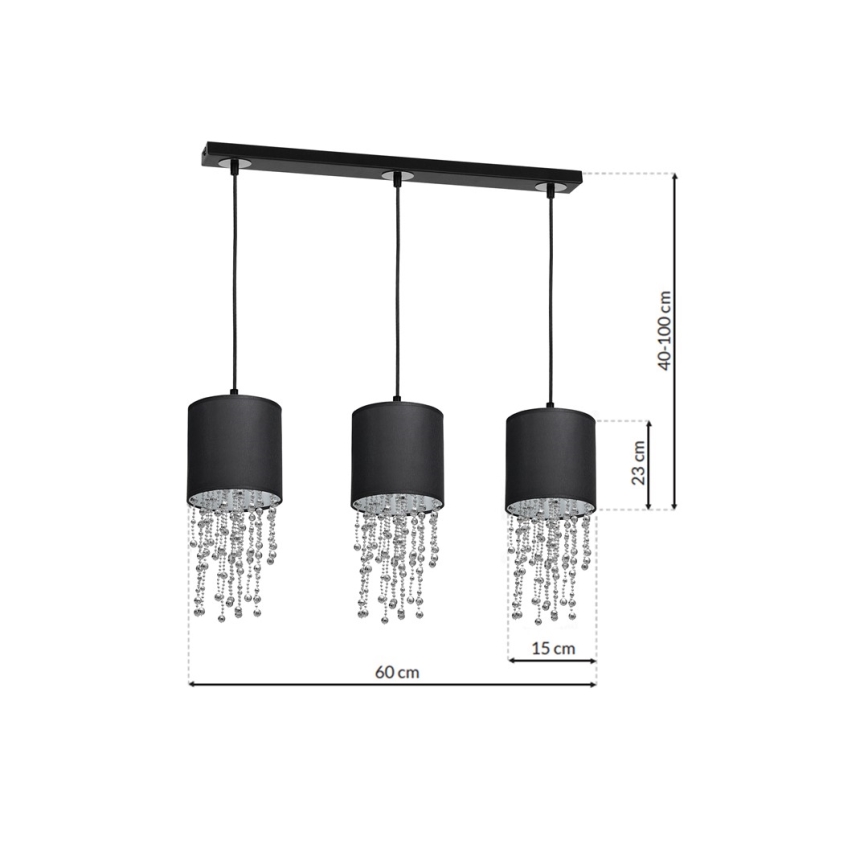 Lampadario a sospensione con filo ALMERIA 3xE27/60W/230V