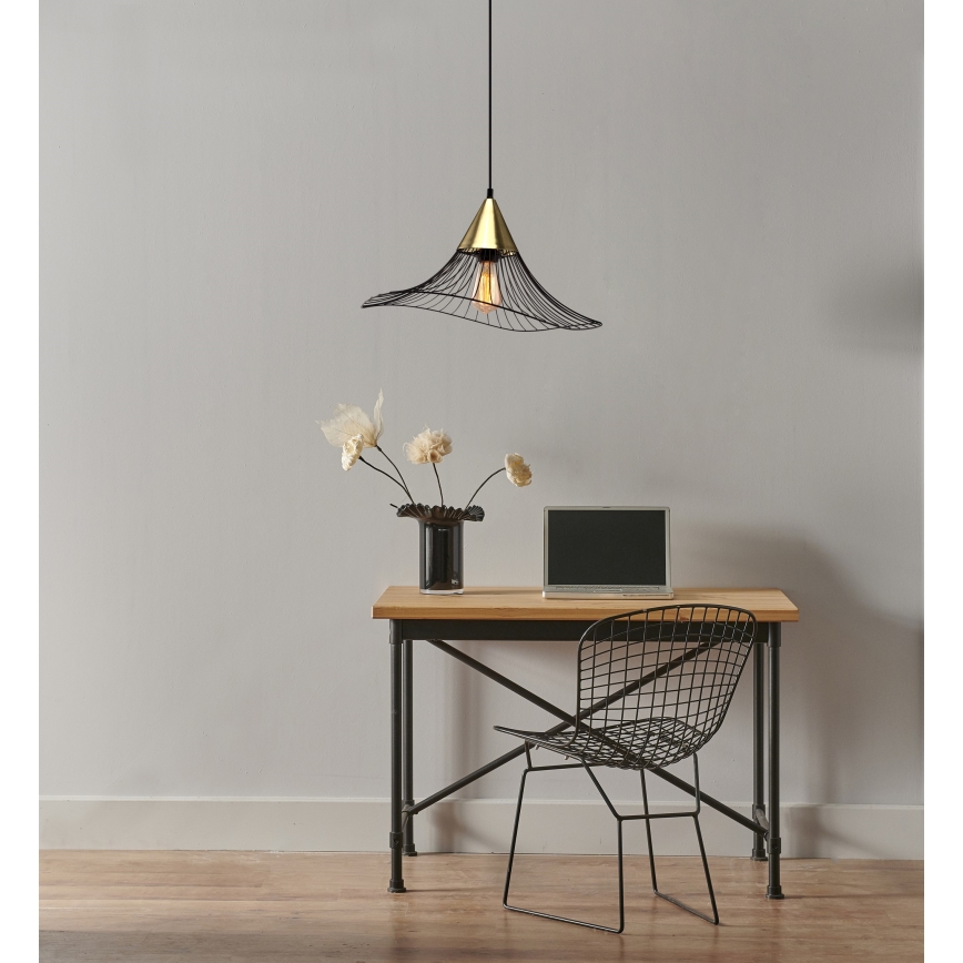 Lampadario a sospensione con filo ALURA 1xE27/60W/230V diametro 50 cm nero