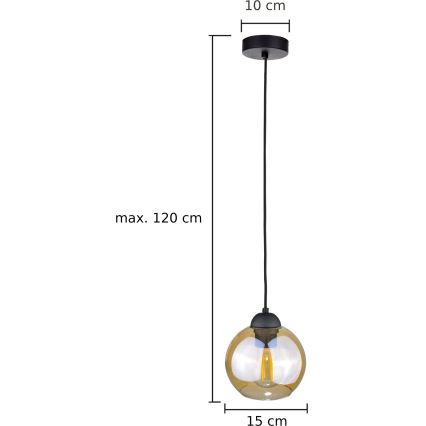 Lampadario a sospensione con filo AMBRE BLACK 1xE27/60W/230V