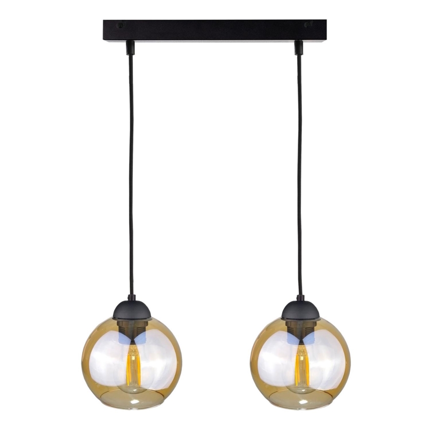 Lampadario a sospensione con filo AMBRE BLACK 2xE27/60W/230V