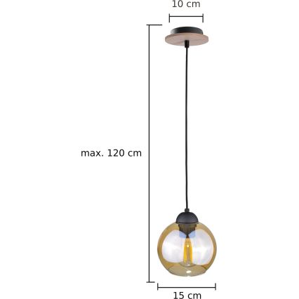 Lampadario a sospensione con filo AMBRE WOOD 1xE27/60W/230V