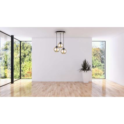 Lampadario a sospensione con filo AMBRE WOOD 3xE27/60W/230V diametro 30 cm