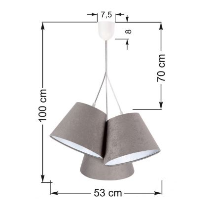 Lampadario a sospensione con filo AMBROSIA 3xE27/60W/230V