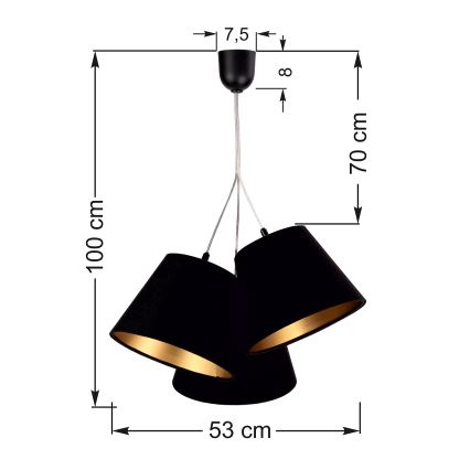 Lampadario a sospensione con filo AMBROSIA 3xE27/60W/230V