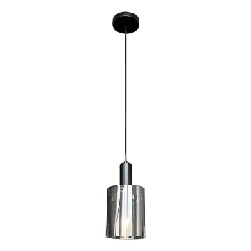Lampadario a sospensione con filo ARCADIA 1xE27/60W/230V diametro 13 cm nero/fumé