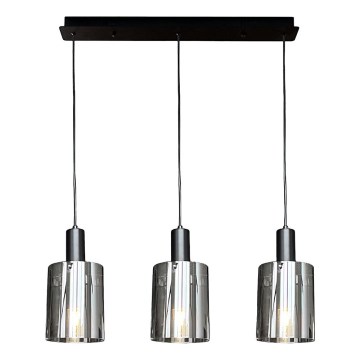 Lampadario a sospensione con filo ARCADIA 3xE27/60W/230V nero/fumé
