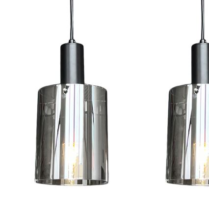 Lampadario a sospensione con filo ARCADIA 3xE27/60W/230V nero/fumé