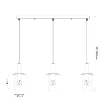 Lampadario a sospensione con filo ARCADIA 3xE27/60W/230V nero/fumé