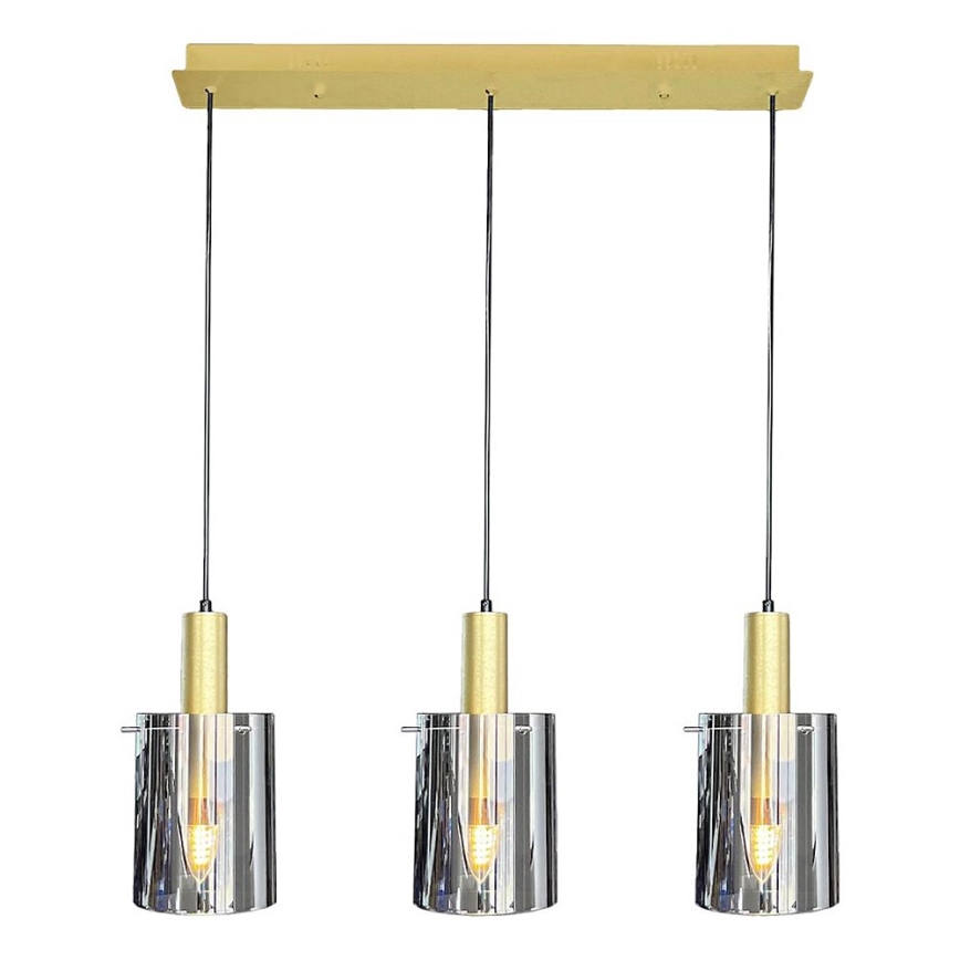 Lampadario a sospensione con filo ARCADIA 3xE27/60W/230V oro/fumé