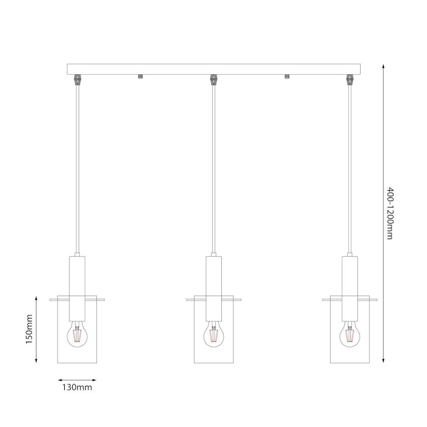 Lampadario a sospensione con filo ARCADIA 3xE27/60W/230V oro/fumé