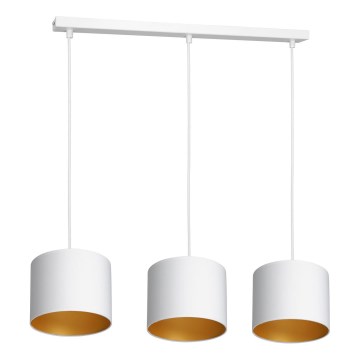 Lampadario a sospensione con filo ARDEN 3xE27/60W/230V bianco/oro