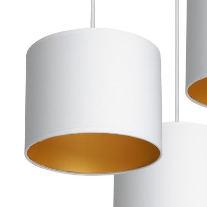 Lampadario a sospensione con filo ARDEN 3xE27/60W/230V bianco/oro