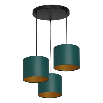 Lampadario a sospensione con filo ARDEN 3xE27/60W/230V verde/oro