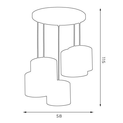 Lampadario a sospensione con filo ARDEN 5xE27/60W/230V nero/bianco
