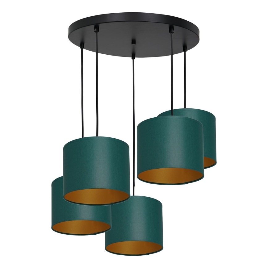 Lampadario a sospensione con filo ARDEN 5xE27/60W/230V verde/oro