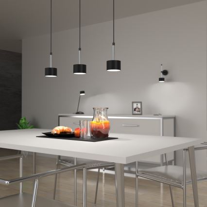 Lampadario a sospensione con filo ARENA 3xGX53/11W/230V nero/cromo lucido