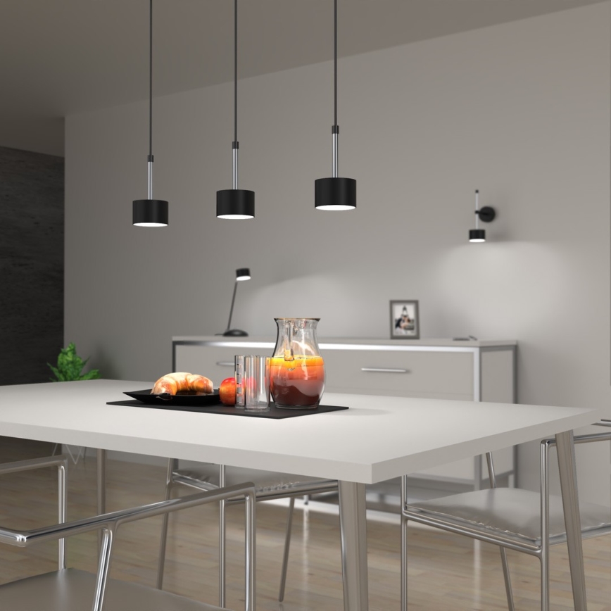 Lampadario a sospensione con filo ARENA 3xGX53/11W/230V nero/cromo lucido