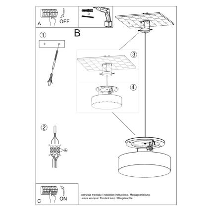 Lampadario a sospensione con filo ARENA 45 3xE27/60W/230V bianco