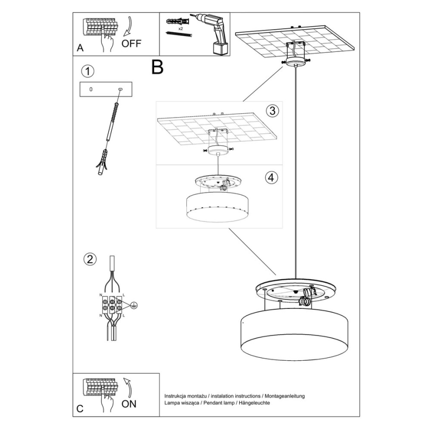 Lampadario a sospensione con filo ARENA 45 3xE27/60W/230V bianco