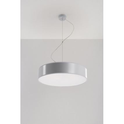 Lampadario a sospensione con filo ARENA 45 3xE27/60W/230V grigio