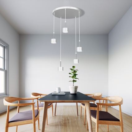 Lampadario a sospensione con filo ARENA 5xGX53/11W/230V bianco/cromo lucido