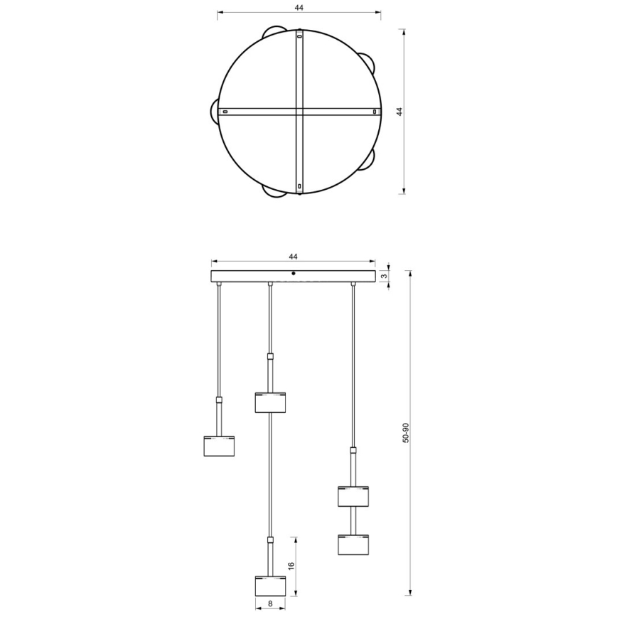 Lampadario a sospensione con filo ARENA 5xGX53/11W/230V bianco/cromo lucido