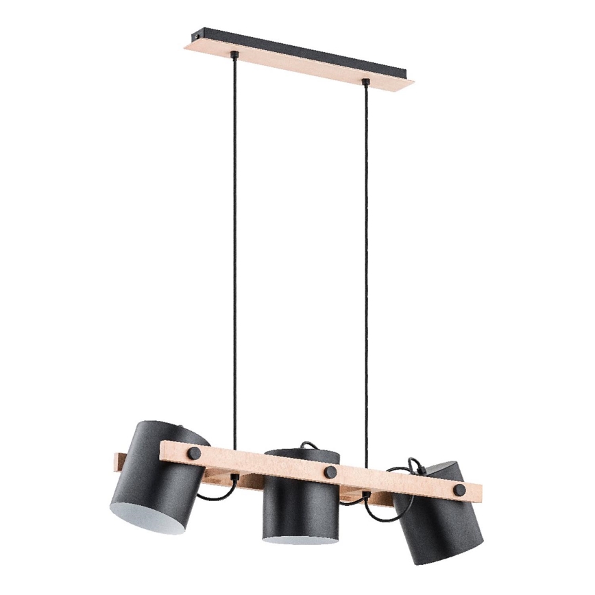Lampadario a sospensione con filo ARI 3xE27/15W/230V nero/beige