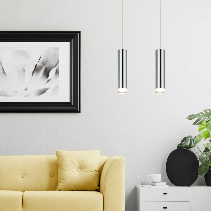 Lampadario a sospensione con filo ARMIN 1xGU10/10W/230V cromo lucido