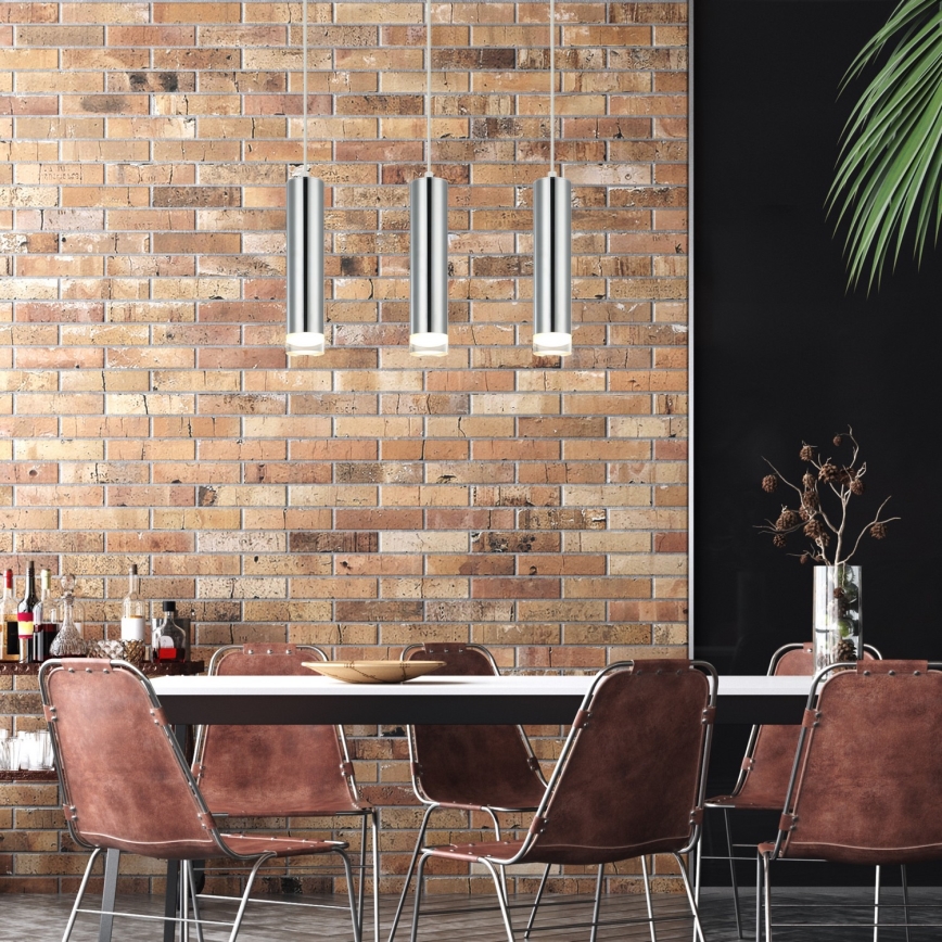 Lampadario a sospensione con filo ARMIN 3xGU10/10W/230V cromo lucido