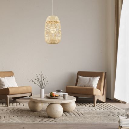 Lampadario a sospensione con filo ARONA 1xG9/9W/230V diametro 40 cm rattan/beige