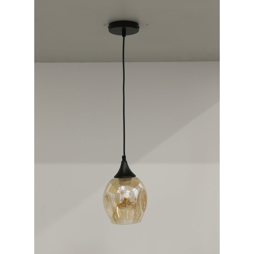 Lampadario a sospensione con filo ASPA 1xE27/40W/230V nero