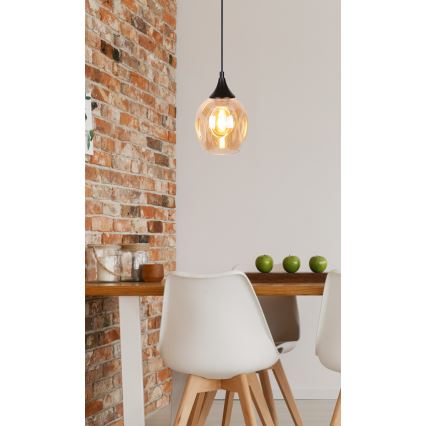 Lampadario a sospensione con filo ASPA 1xE27/40W/230V nero