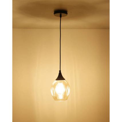 Lampadario a sospensione con filo ASPA 1xE27/40W/230V nero