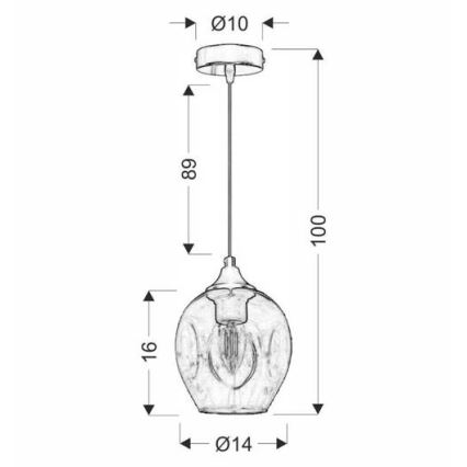 Lampadario a sospensione con filo ASPA 1xE27/40W/230V nero