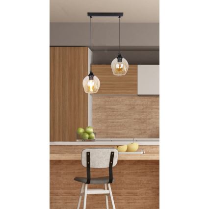 Lampadario a sospensione con filo ASPA 2xE27/40W/230V nero